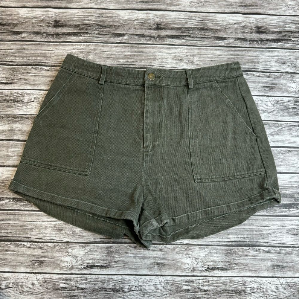 Shein Women's Olive High Rise Cuffed Jean Denim Shorts XL